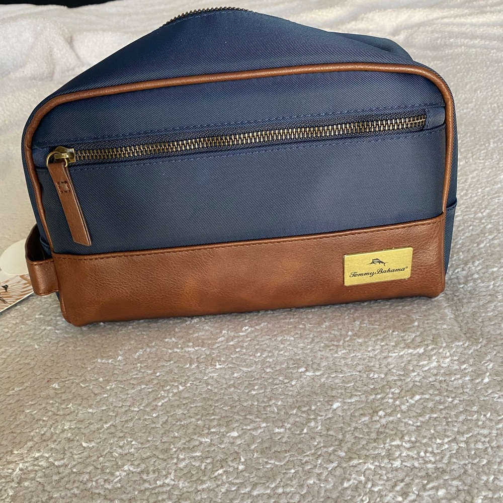Tommy Bahama Travel Toiletry Bag Shave Kit Blue Brown NWT